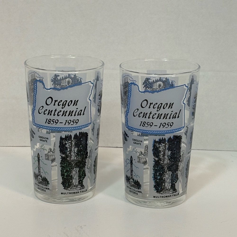 Vintage | Set of Two | OREGON Glasses | Celebrating the Centennial 1859 - 1959